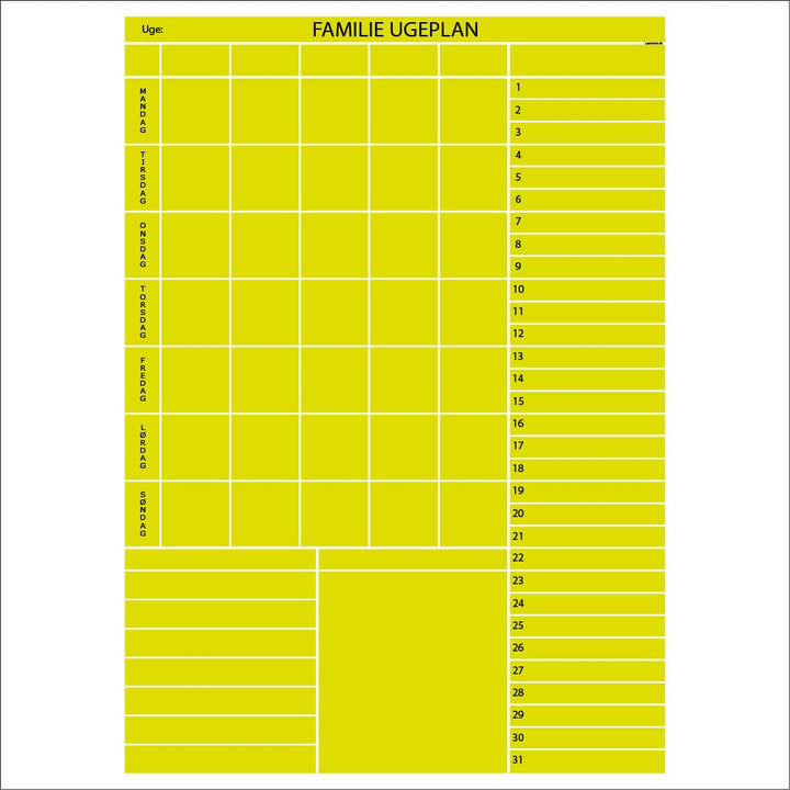 Leantools Planlægningstavle Gul / 62x90 cm Familie plan magnetfolie