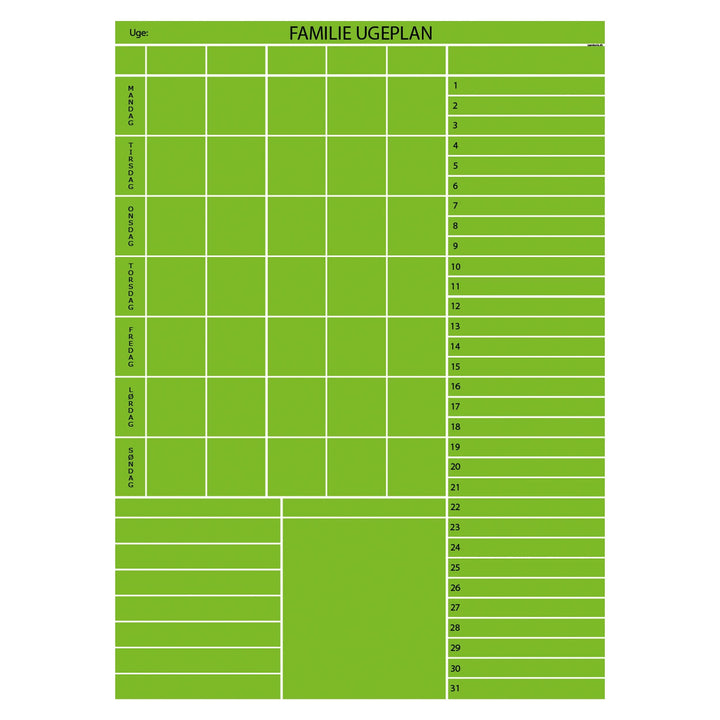 Leantools Planlægningstavle Grøn Familie plan selvklæbende whiteboardfolie 65x90 cm
