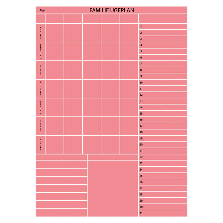 Leantools Planlægningstavle Pink Familie plan selvklæbende whiteboardfolie 65x90 cm