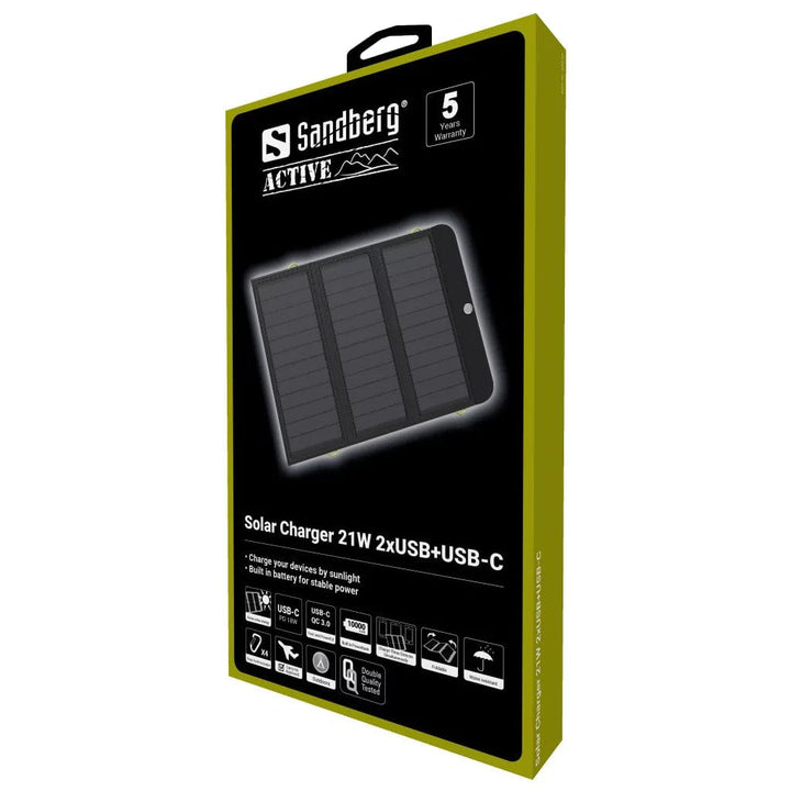 Sandberg Powerbank Sandberg Solar Charger 21W 2xUSB+USB-C 10000 mAh