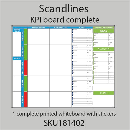 Leantools Whiteboard med print Scandlines KPI board complete 150x120 cm