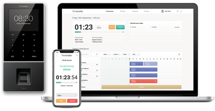 TimeMoto Tidsregistrering TimeMoto TM-626 Indstemplingssystem RFID & fingeraftryk