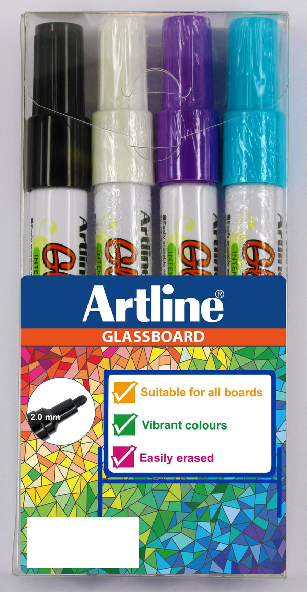 Edding Flipchart marker Artline Glasboard marker sæt 4 stk. mørke farver