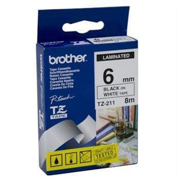 Brother TZ labels Sort på Hvid Brother TZe tape 6mm x 8m