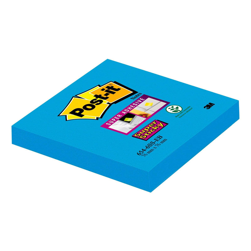 3M Post it Notes Blå Post it Super Sticky Notes 76x76 mm